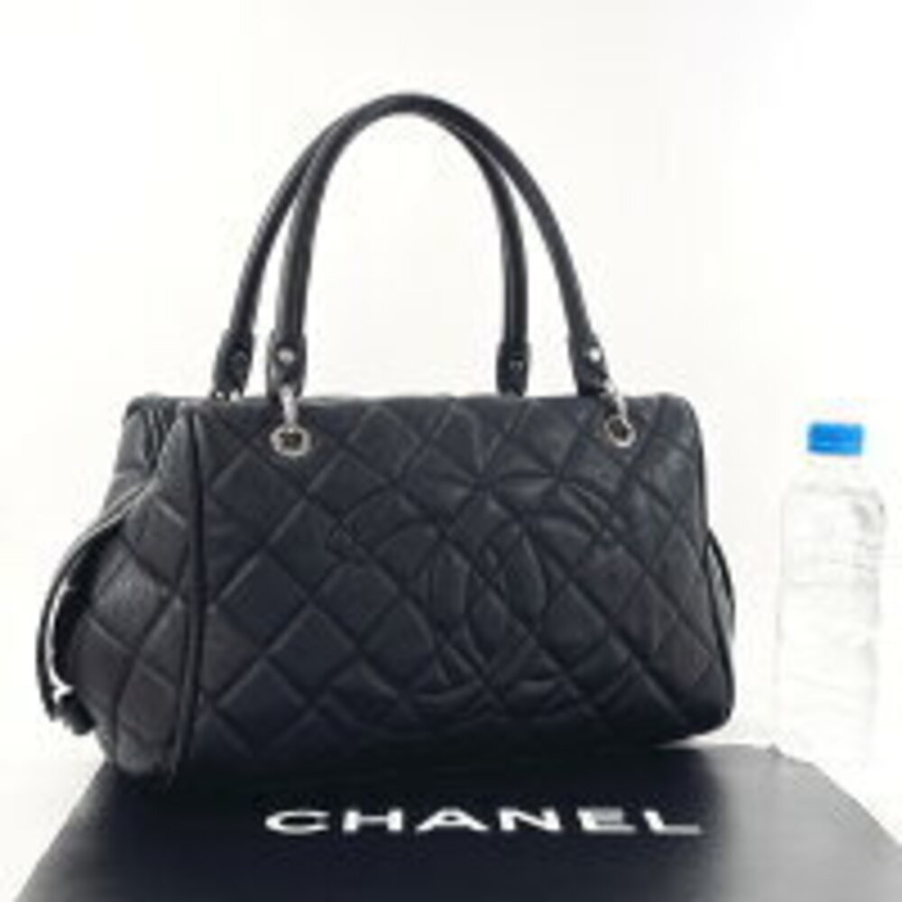 Chanel Mark Coco Matelasse Matte Caviar Black Leather Handbag